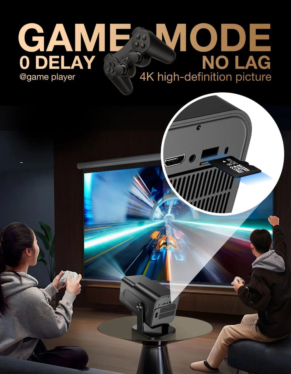 Projecteur de jeu Android, Projecteur intelligent portable WiFi