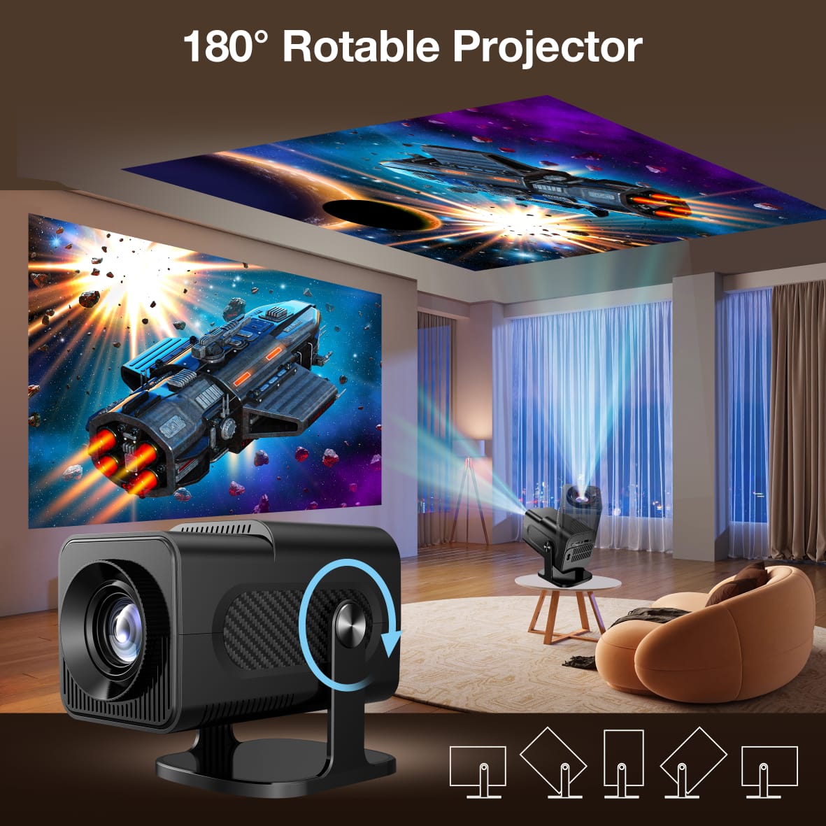 Projecteur de jeu Android, Projecteur intelligent portable WiFi