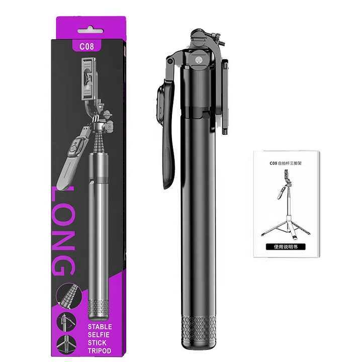 Trépied pour Smartphone, Selfie Stick plié, Rotation à 360