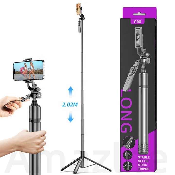 Trépied pour Smartphone, Selfie Stick plié, Rotation à 360