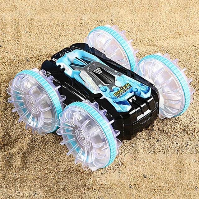Voiture cascadeuse télécommandée amphibie pour enfants, véhicule léger, double face