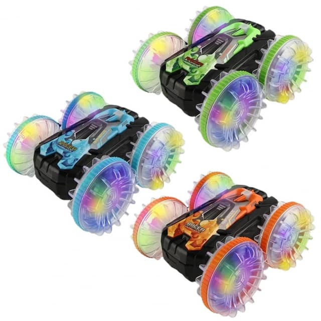 Voiture cascadeuse télécommandée amphibie pour enfants, véhicule léger, double face