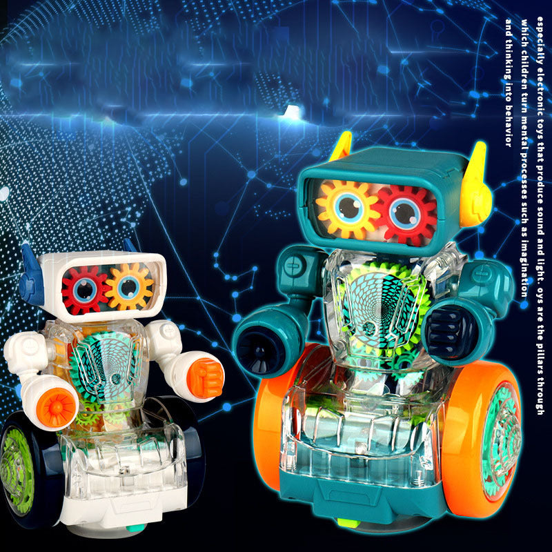 Robot Gear à engrenages transparents, lumineux, musicale et dos rotatif.