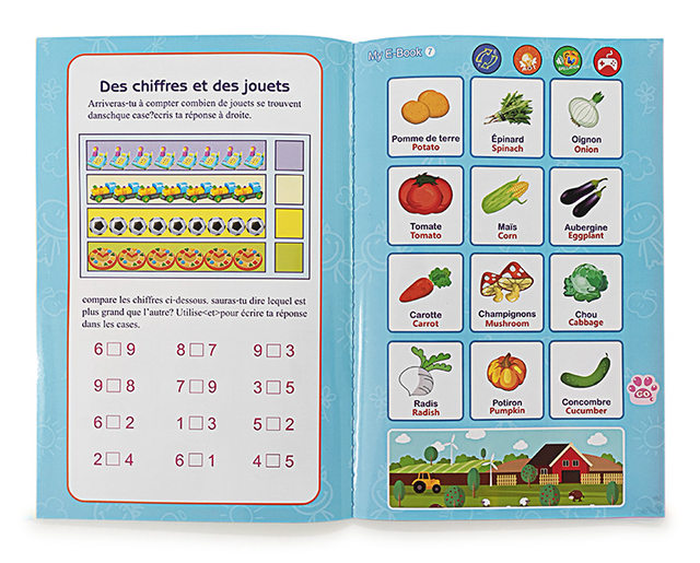 Livre électronique, éducatif, interactif, Intelligent avec Planche à Dessin et Crayon-feutre effaçable , chansons.