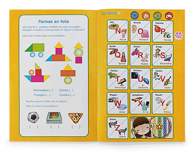 Livre électronique, éducatif, interactif, Intelligent avec Planche à Dessin et Crayon-feutre effaçable , chansons.