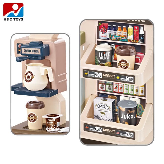 Supermarché Jeu Ensemble avec Panier Café Boutique 58 Pcs pour Enfant