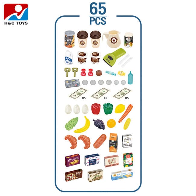 Supermarché Jeu Ensemble avec Panier Café Boutique 58 Pcs pour Enfant