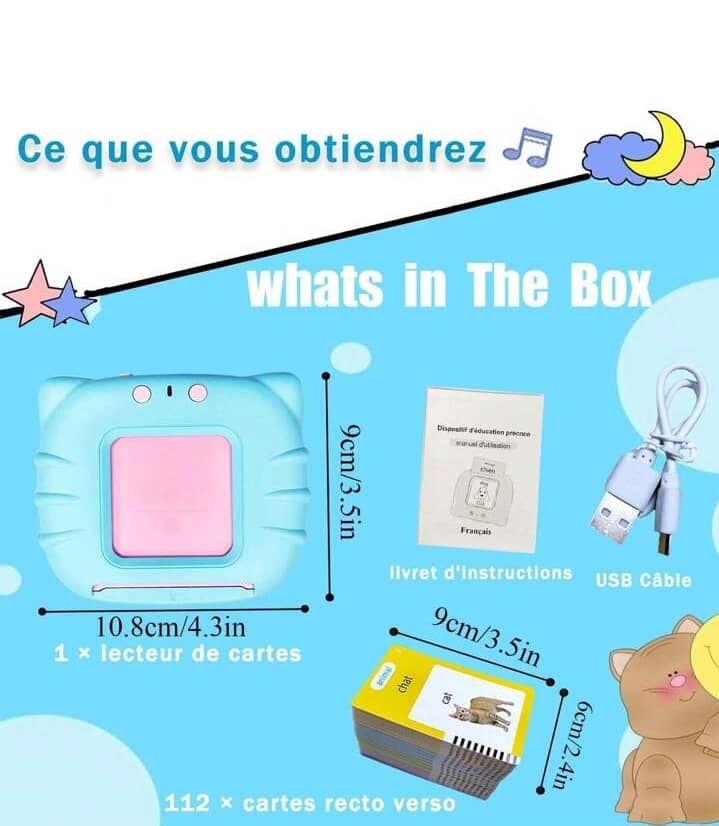 Cartes Flash Parlantes, Jouets éducatifs, 112 cartes de 224 Mot.