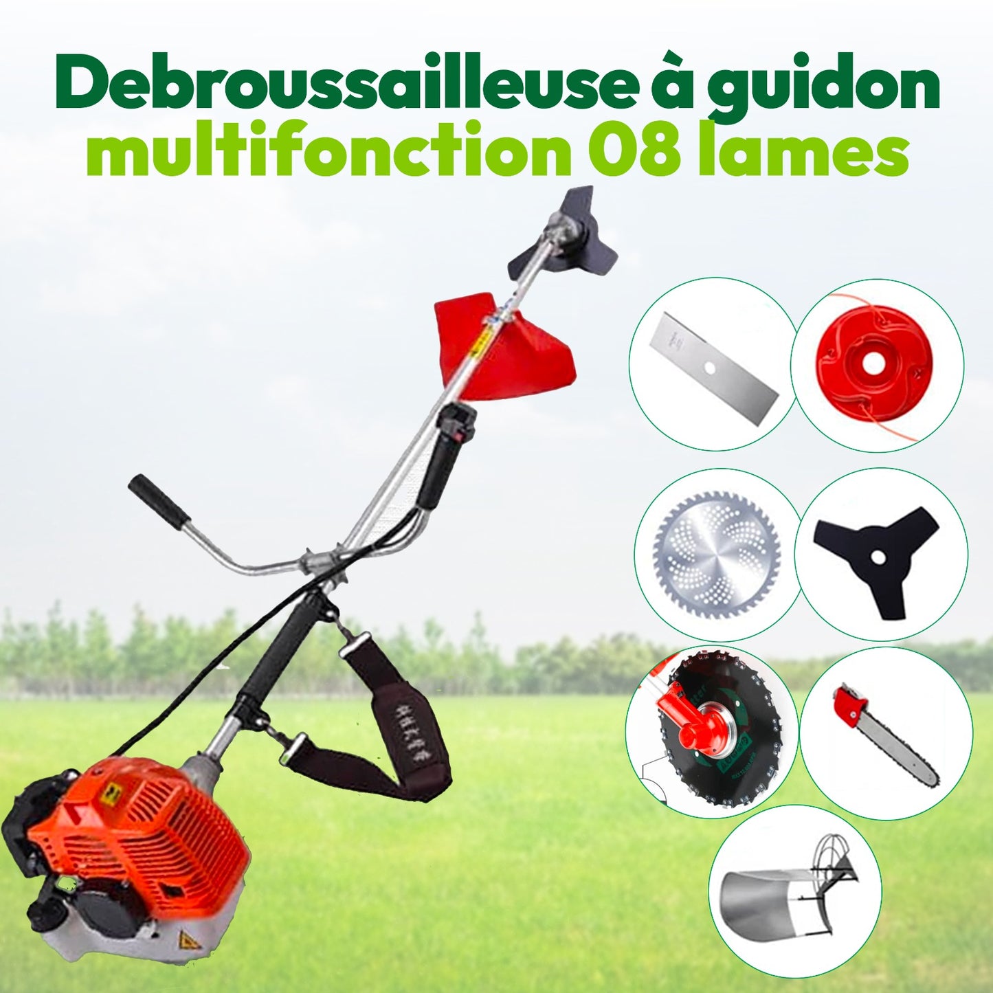 Débrousailleuse à Guidon Professionnelle 10 Lames + 12 Mois de Garantie