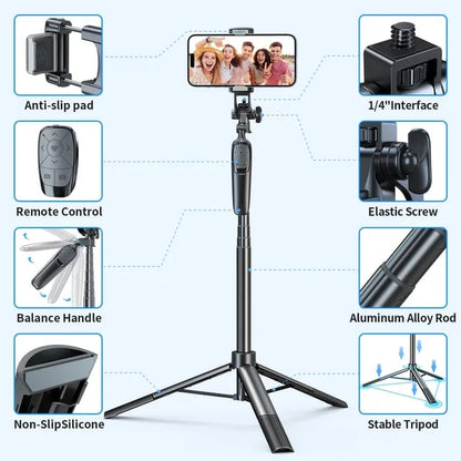 Trépied pour Smartphone, Selfie Stick plié, Rotation à 360