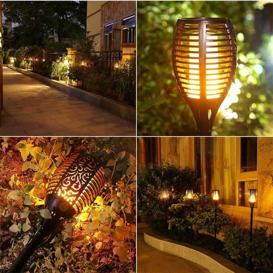 Lampes solaires pour jardin à effet de flamme