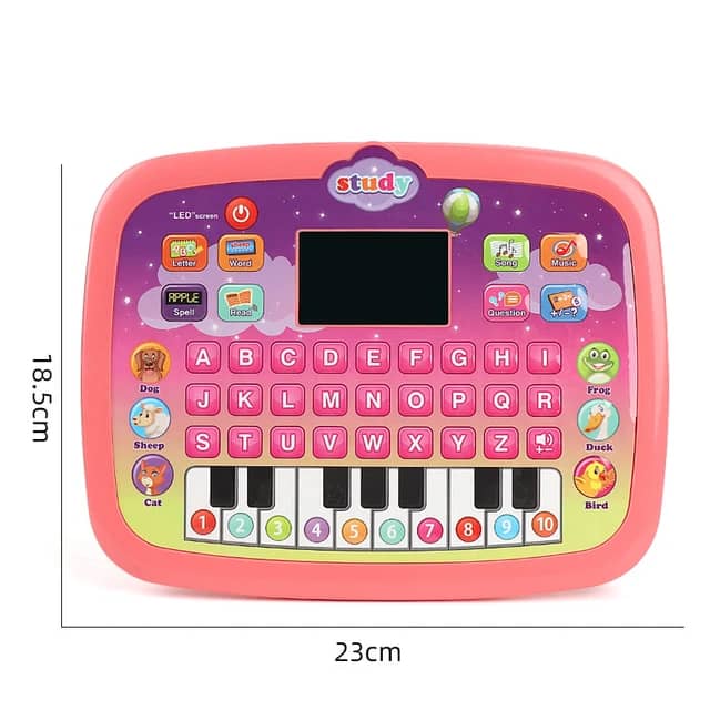 Tablette d'apprentissage Pour Enfants avec 6 modes d'apprentissages , 2 modes de musique, un écran LED, un clavier de piano