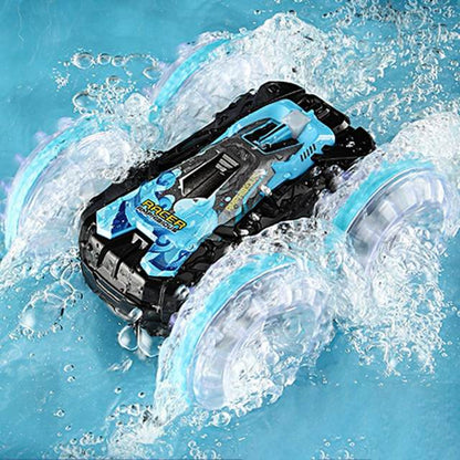 Voiture cascadeuse télécommandée amphibie pour enfants, véhicule léger, double face