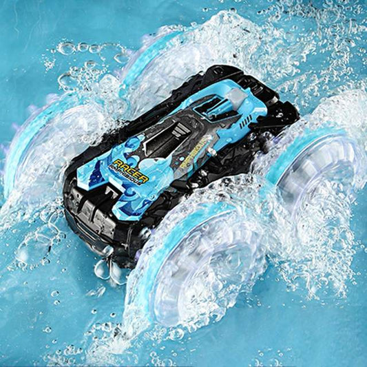 Voiture cascadeuse télécommandée amphibie pour enfants, véhicule léger, double face