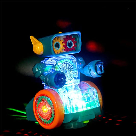Robot Gear à engrenages transparents, lumineux, musicale et dos rotatif.