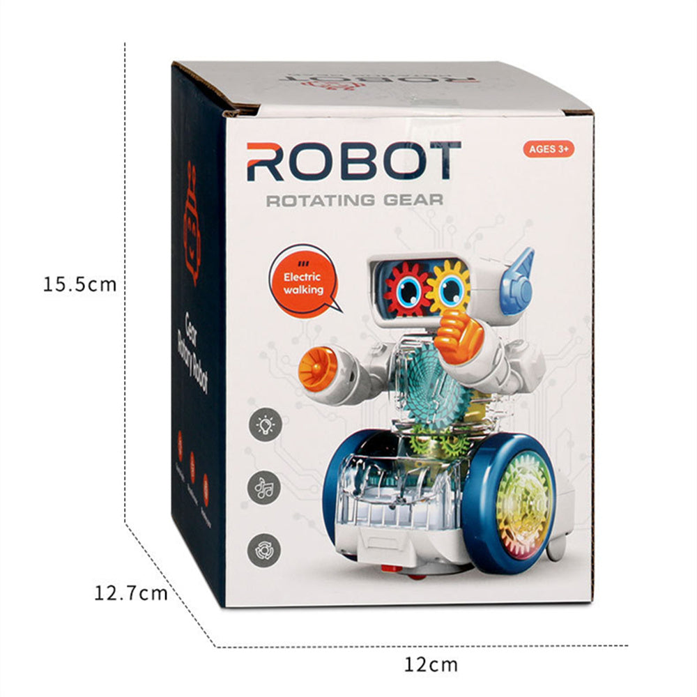 Robot Gear à engrenages transparents, lumineux, musicale et dos rotatif.