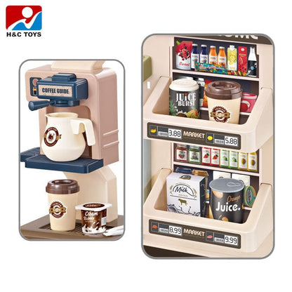 Supermarché Jeu Ensemble avec Panier Café Boutique 58 Pcs pour Enfant