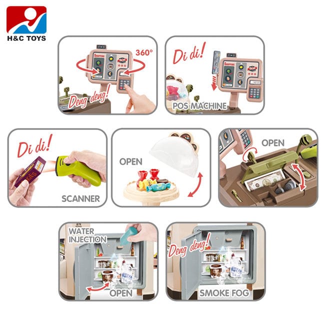 Supermarché Jeu Ensemble avec Panier Café Boutique 58 Pcs pour Enfant