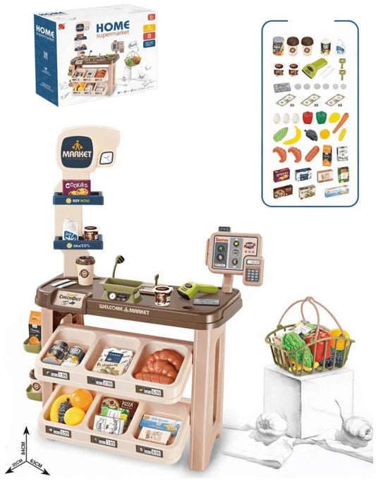 Supermarché Jeu Ensemble avec Panier Café Boutique 58 Pcs pour Enfant