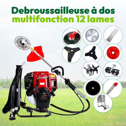 Débrousailleuse à Dos Multifonction 12 en 1 + 12 Mois de Garantie