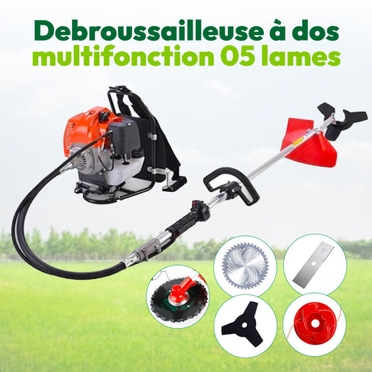 Débrousailleuse à Dos Multifonction 05 en 1 + 12 Mois de Garantie